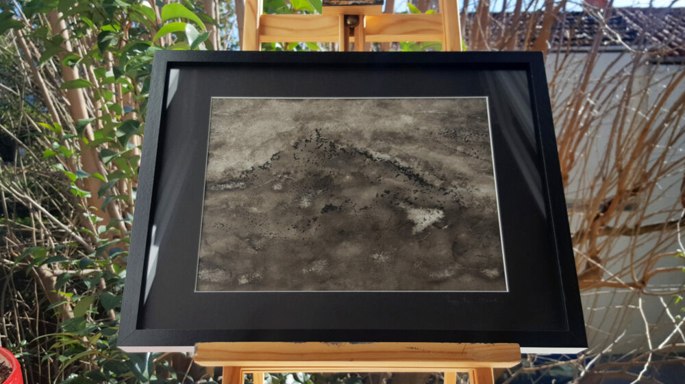 Japanese Mount ~ Dessin à l'Encre / Lavis ~ 30x40 Encadré – Image 3