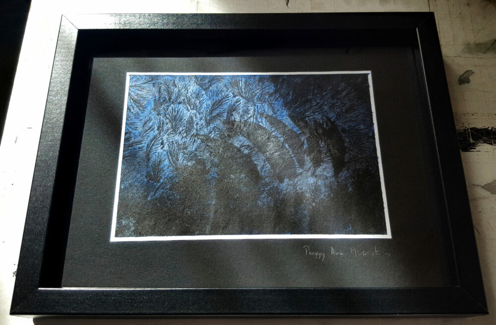Bleu n°4 ~ Aquarelle & Encre de Chine ~ 18x24 Encadré – Image 3