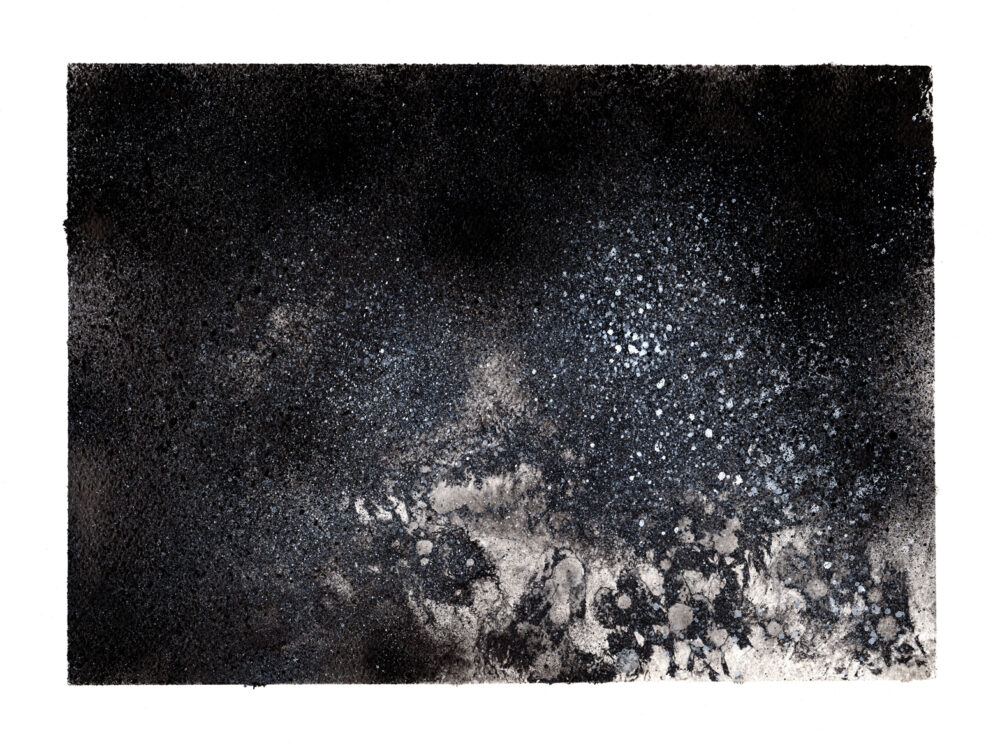 Winter Night ~ Peinture ~ Encre de Chine & Acrylique ~ 40x50 Encadré – Image 9