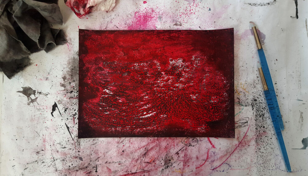 Snowblood ~ Peinture ~ Acrylique, Encre de Chine & Pastels ~ 30×40 Encadré – Image 2