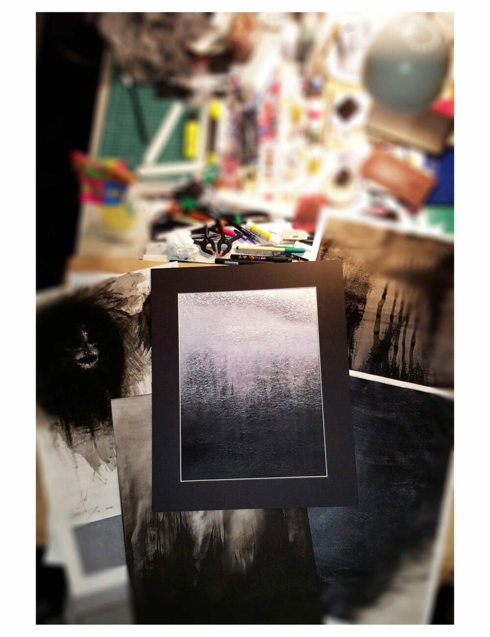 Fog ~ Peinture Acrylique, Encre de Chine & Pastels ~ 40x50 Encadré ~ SOLD OUT – Image 2
