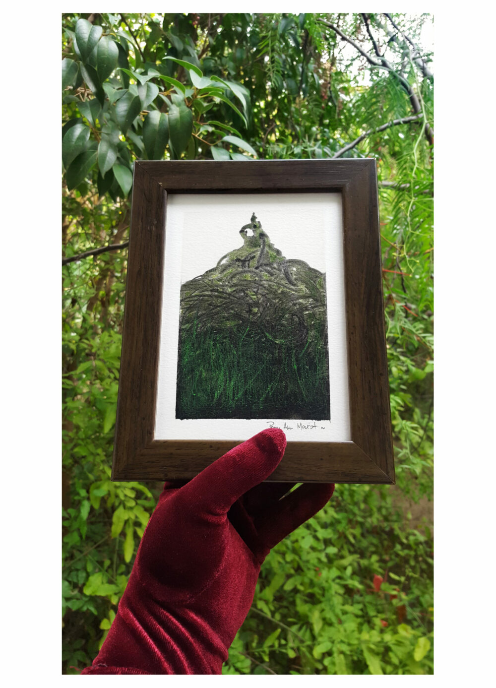 Alguiss II ~ Aquarelle & Encre de Chine ~ 13x18 Encadré bois vert ~ SOLD OUT