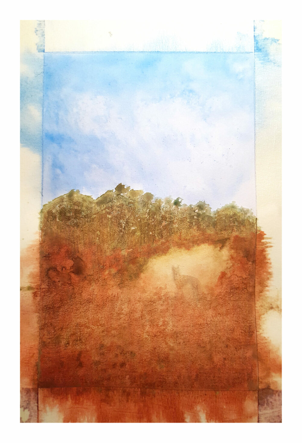 Dingo ~ Aquarelle, Encre de Chine & Pastels ~ Encadré A4 Bois Naturel ~ SOLD OUT – Image 10