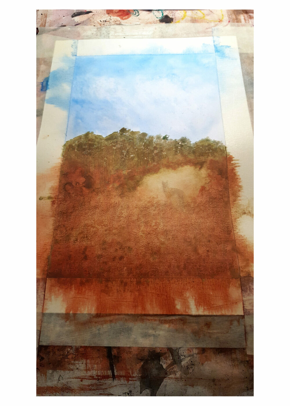Dingo ~ Aquarelle, Encre de Chine & Pastels ~ Encadré A4 Bois Naturel ~ SOLD OUT – Image 12
