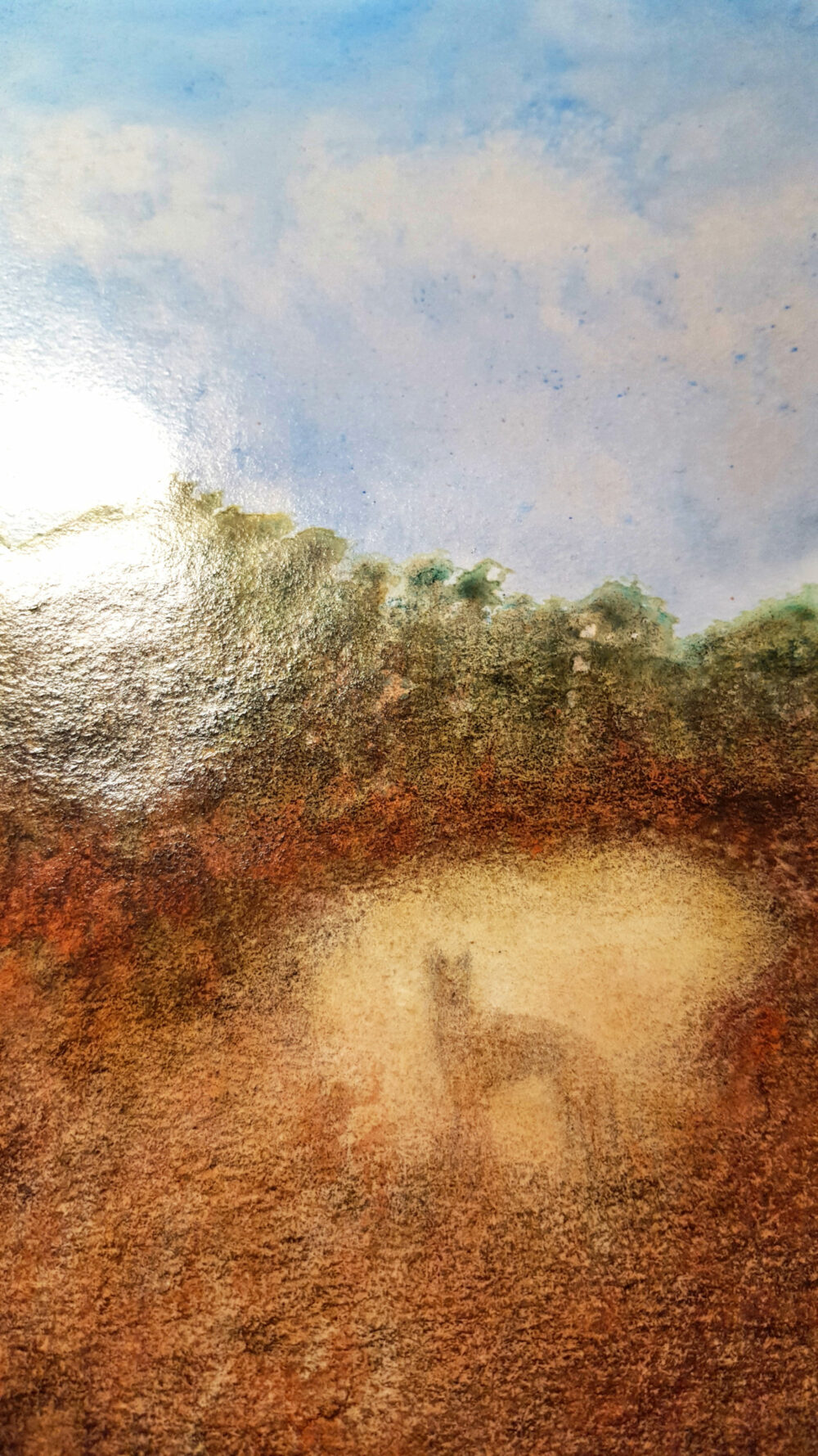 Dingo ~ Aquarelle, Encre de Chine & Pastels ~ Encadré A4 Bois Naturel ~ SOLD OUT – Image 16