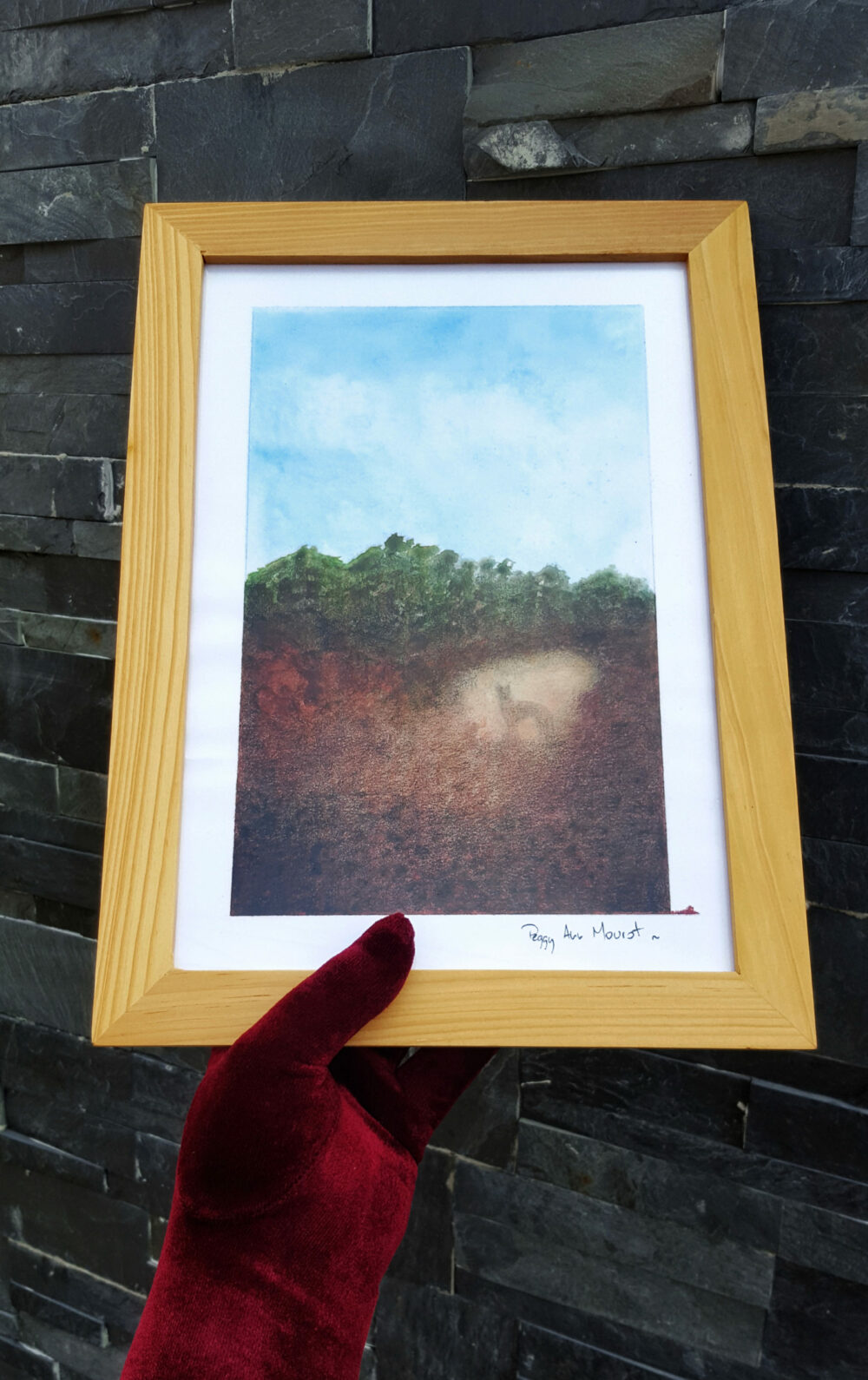 Dingo ~ Aquarelle, Encre de Chine & Pastels ~ Encadré A4 Bois Naturel ~ SOLD OUT – Image 2