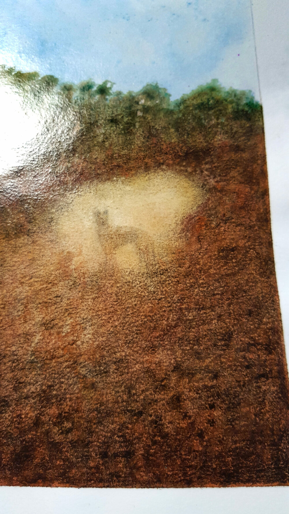 Dingo ~ Aquarelle, Encre de Chine & Pastels ~ Encadré A4 Bois Naturel ~ SOLD OUT – Image 8