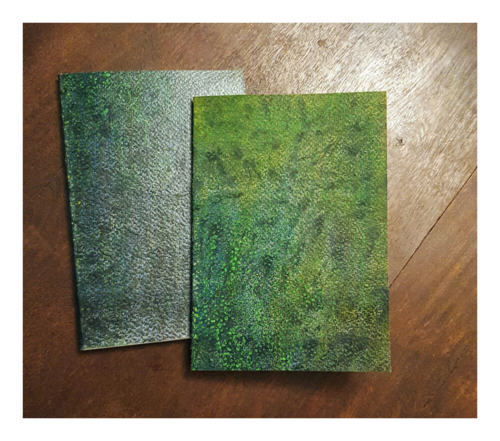Carnets Uniques Verts I & II Signés ~ Couvertures Dessins originaux Acrylique & Pastels ~ SOLD OUT