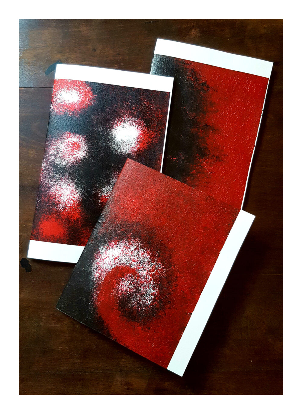 Grands Cahiers Uniques Rouges I, II & III Signés ~ Couvertures Dessins originaux Encre & Acrylique ~ SOLD OUT