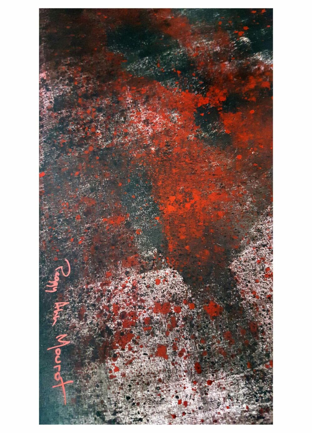 Peinture ~ Rusty Town ~ Acrylique & Encre de Chine ~ Encadrée Bois Rouge 50x100 cm ~ SOLD OUT – Image 5