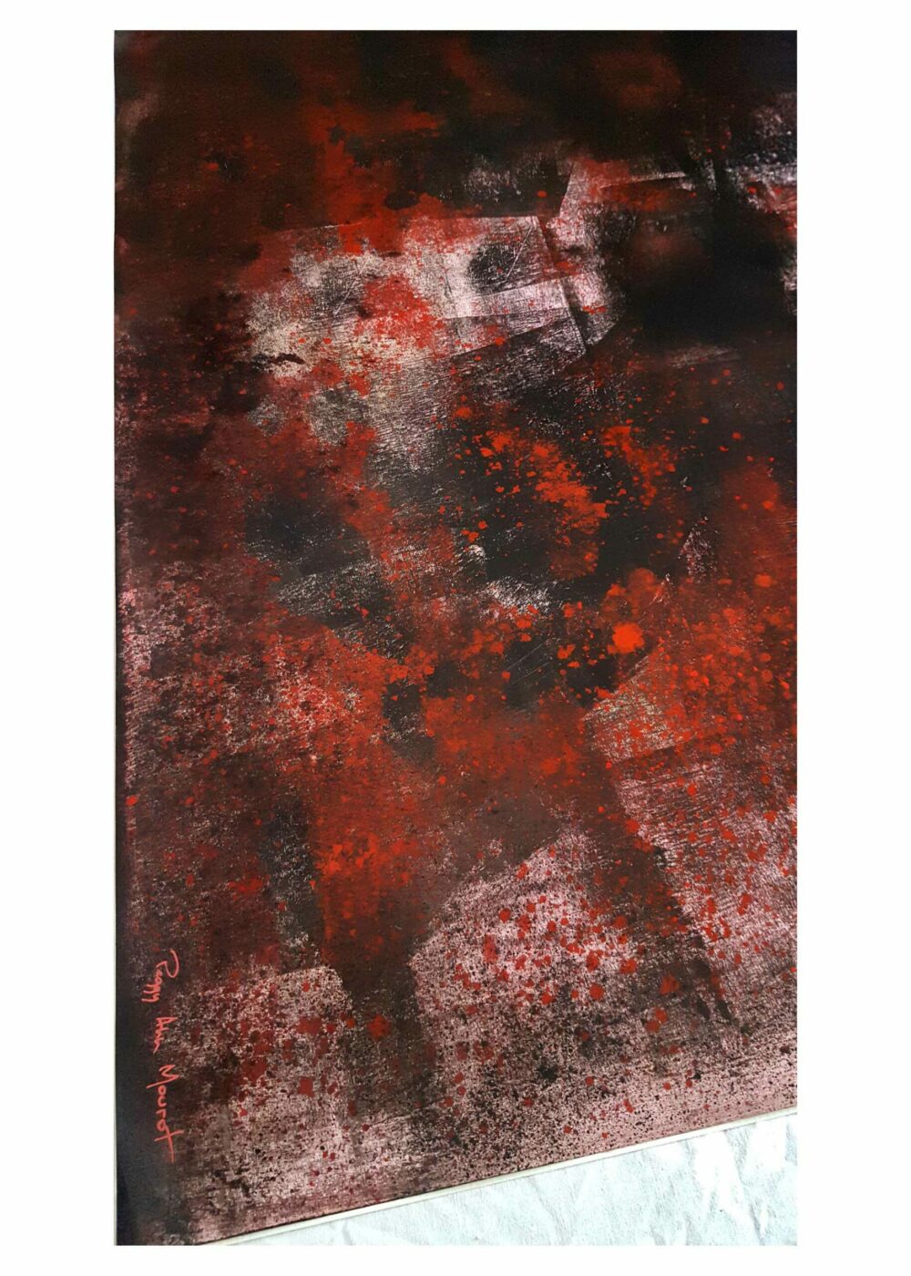Peinture ~ Rusty Town ~ Acrylique & Encre de Chine ~ Encadrée Bois Rouge 50x100 cm ~ SOLD OUT – Image 2