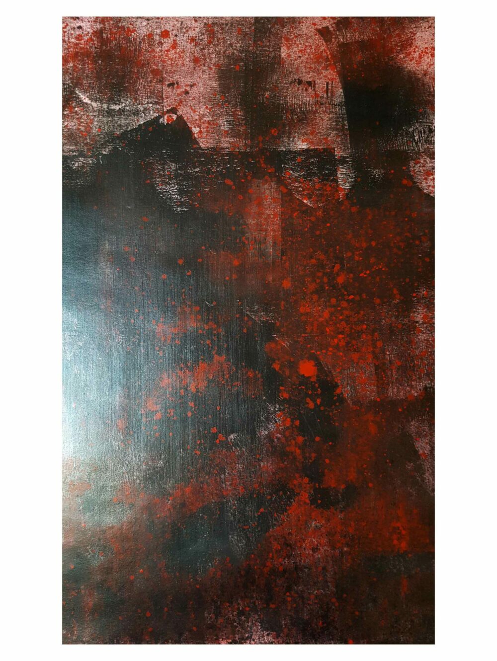 Peinture ~ Rusty Town ~ Acrylique & Encre de Chine ~ Encadrée Bois Rouge 50x100 cm ~ SOLD OUT – Image 11