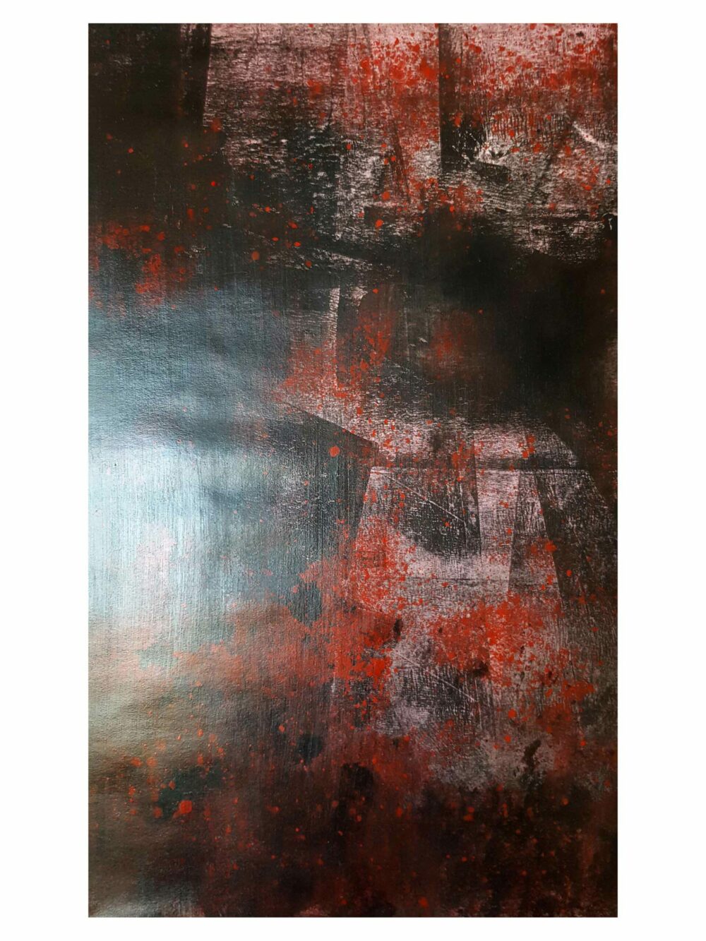 Peinture ~ Rusty Town ~ Acrylique & Encre de Chine ~ Encadrée Bois Rouge 50x100 cm ~ SOLD OUT – Image 7