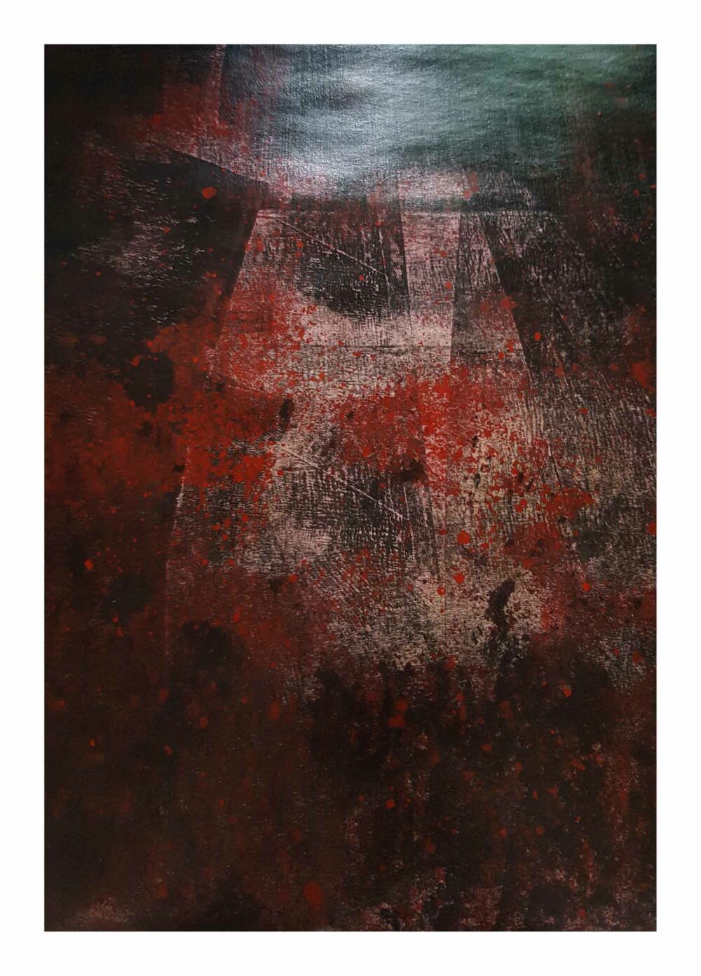 Peinture ~ Rusty Town ~ Acrylique & Encre de Chine ~ Encadrée Bois Rouge 50x100 cm ~ SOLD OUT – Image 6