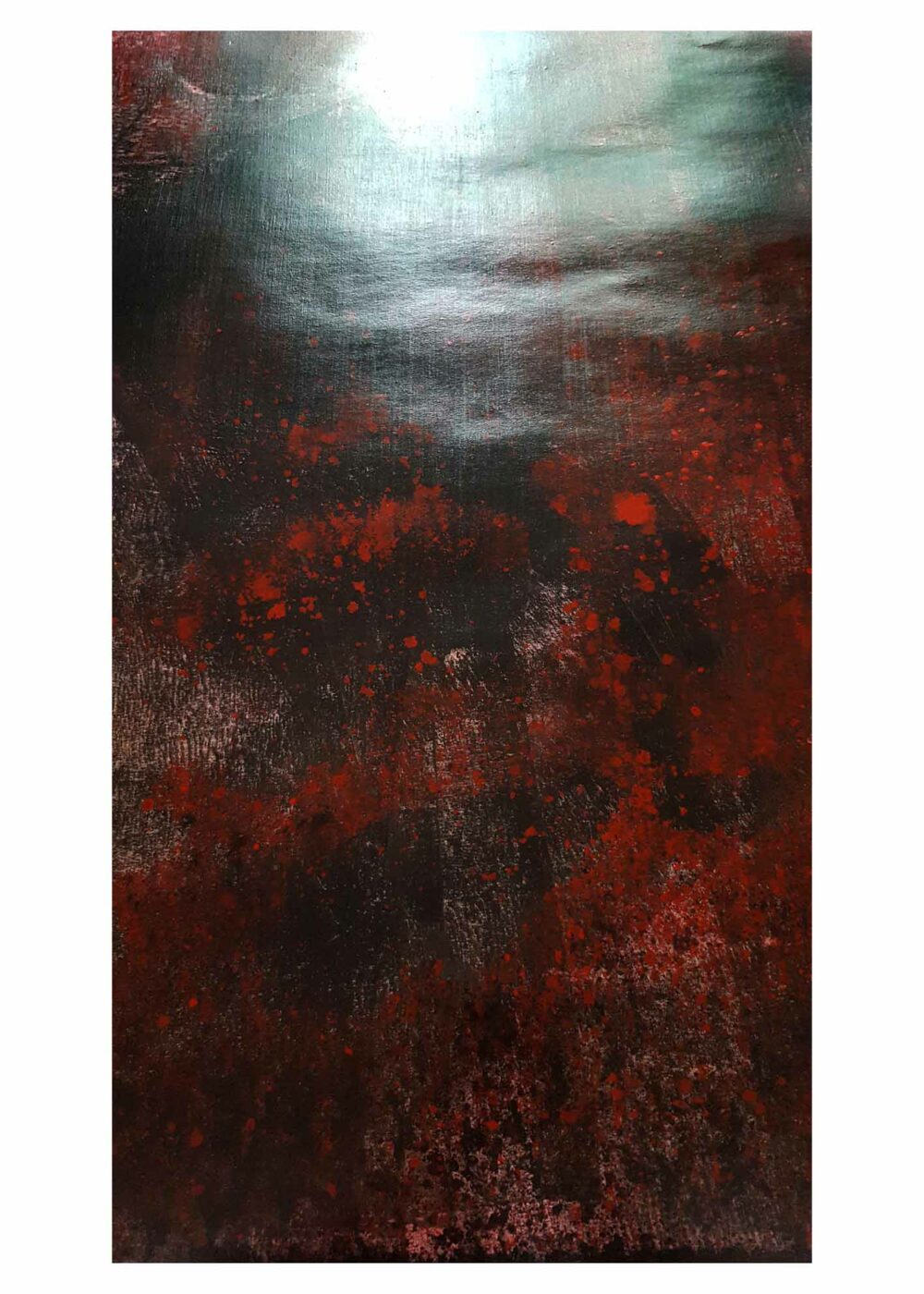 Peinture ~ Rusty Town ~ Acrylique & Encre de Chine ~ Encadrée Bois Rouge 50x100 cm ~ SOLD OUT – Image 8