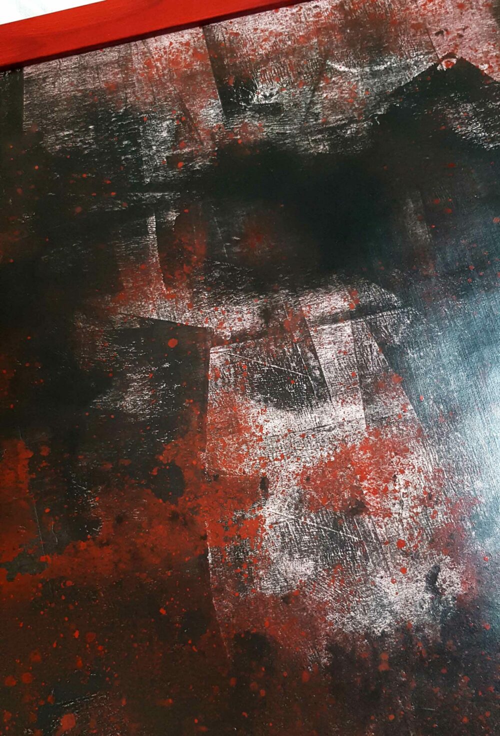 Peinture ~ Rusty Town ~ Acrylique & Encre de Chine ~ Encadrée Bois Rouge 50x100 cm ~ SOLD OUT – Image 13