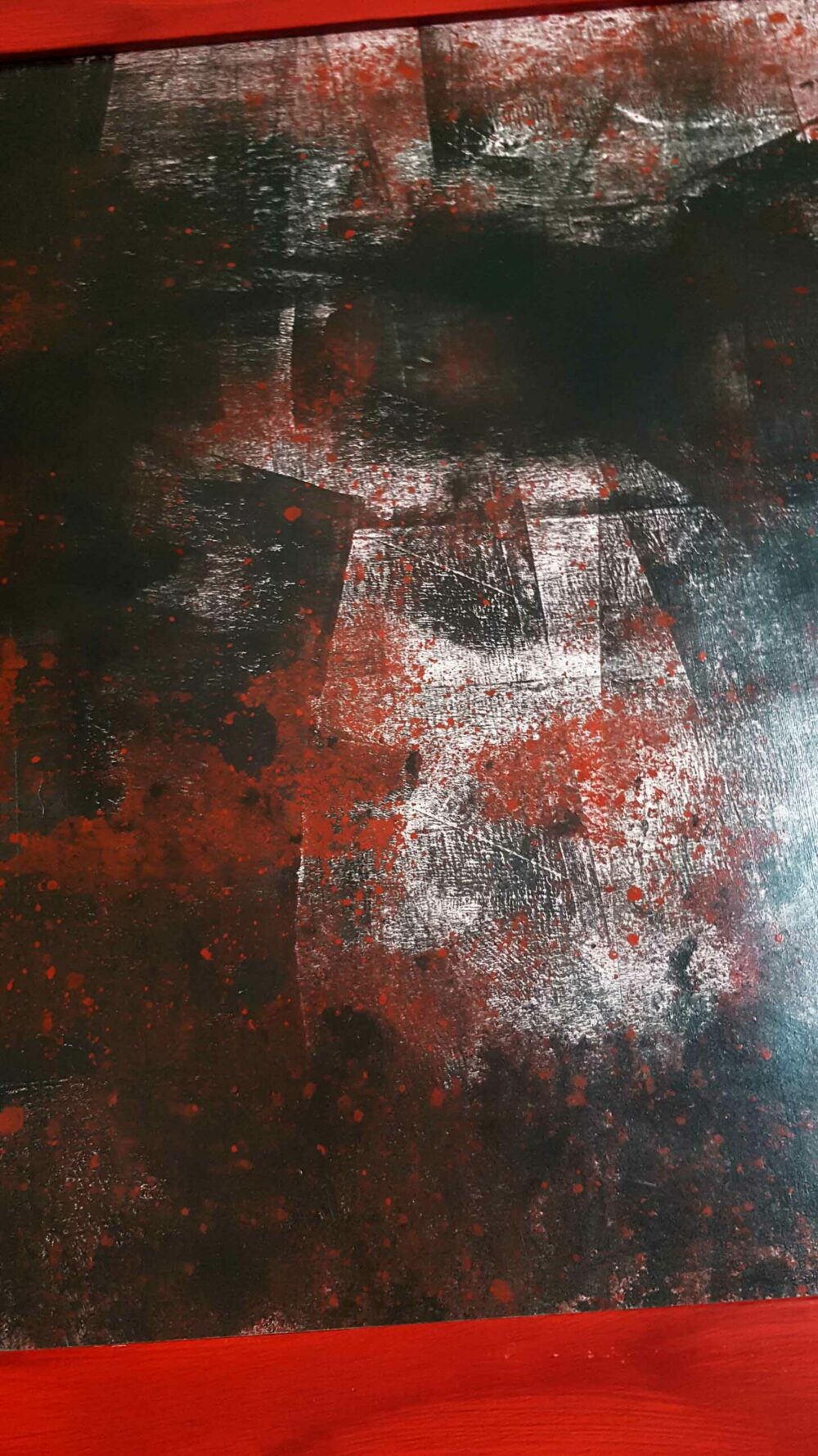Peinture ~ Rusty Town ~ Acrylique & Encre de Chine ~ Encadrée Bois Rouge 50x100 cm ~ SOLD OUT – Image 14
