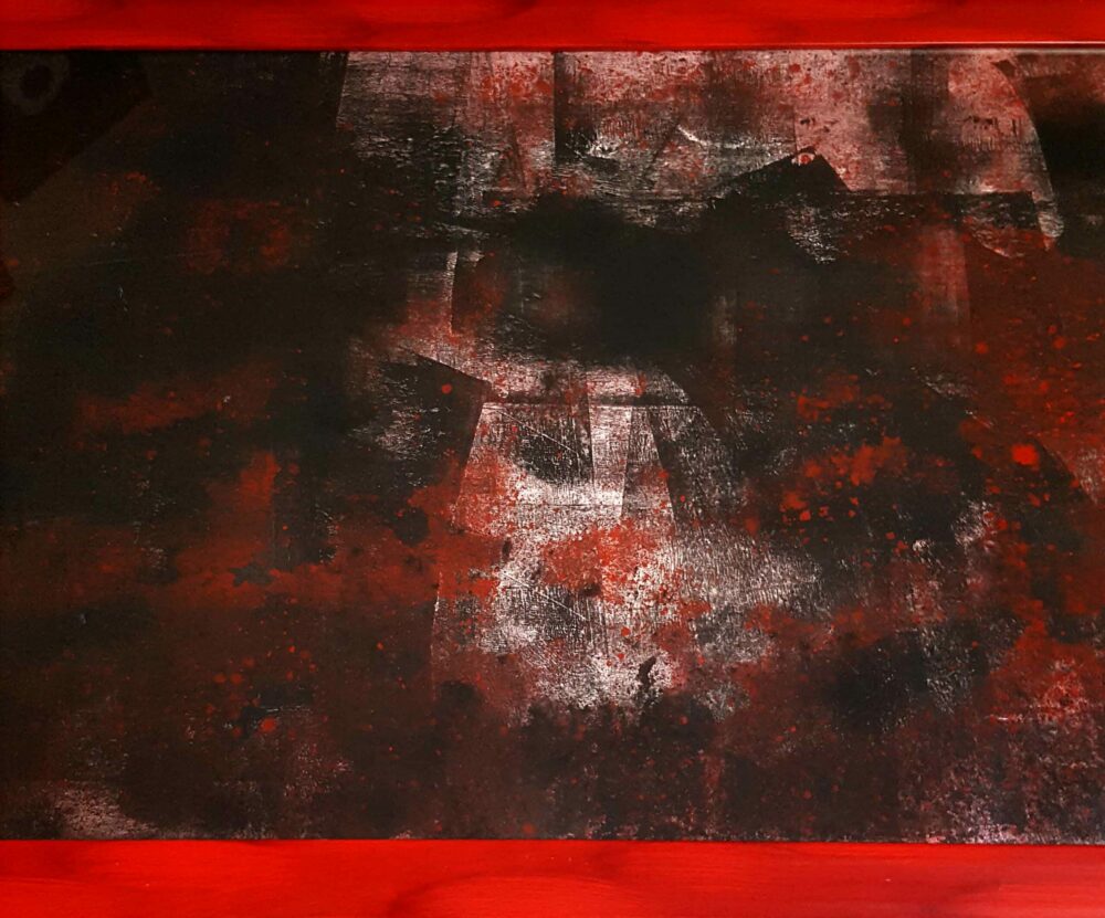 Peinture ~ Rusty Town ~ Acrylique & Encre de Chine ~ Encadrée Bois Rouge 50x100 cm ~ SOLD OUT – Image 19
