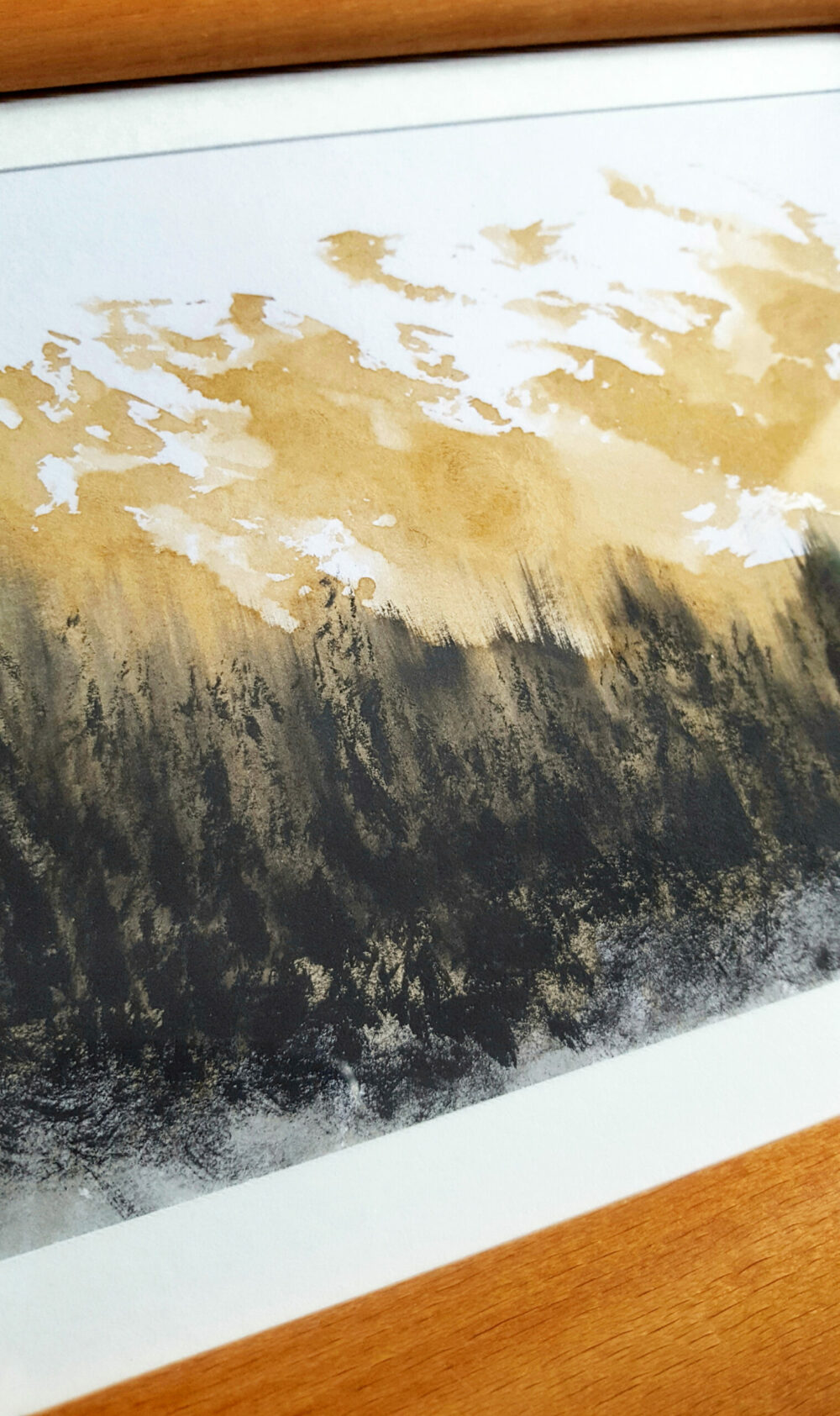 14th ~ Dessin ~ Aquarelle, Encre de Chine & Café ~ 18x24 Encadré Bois Miel Rond – Image 6