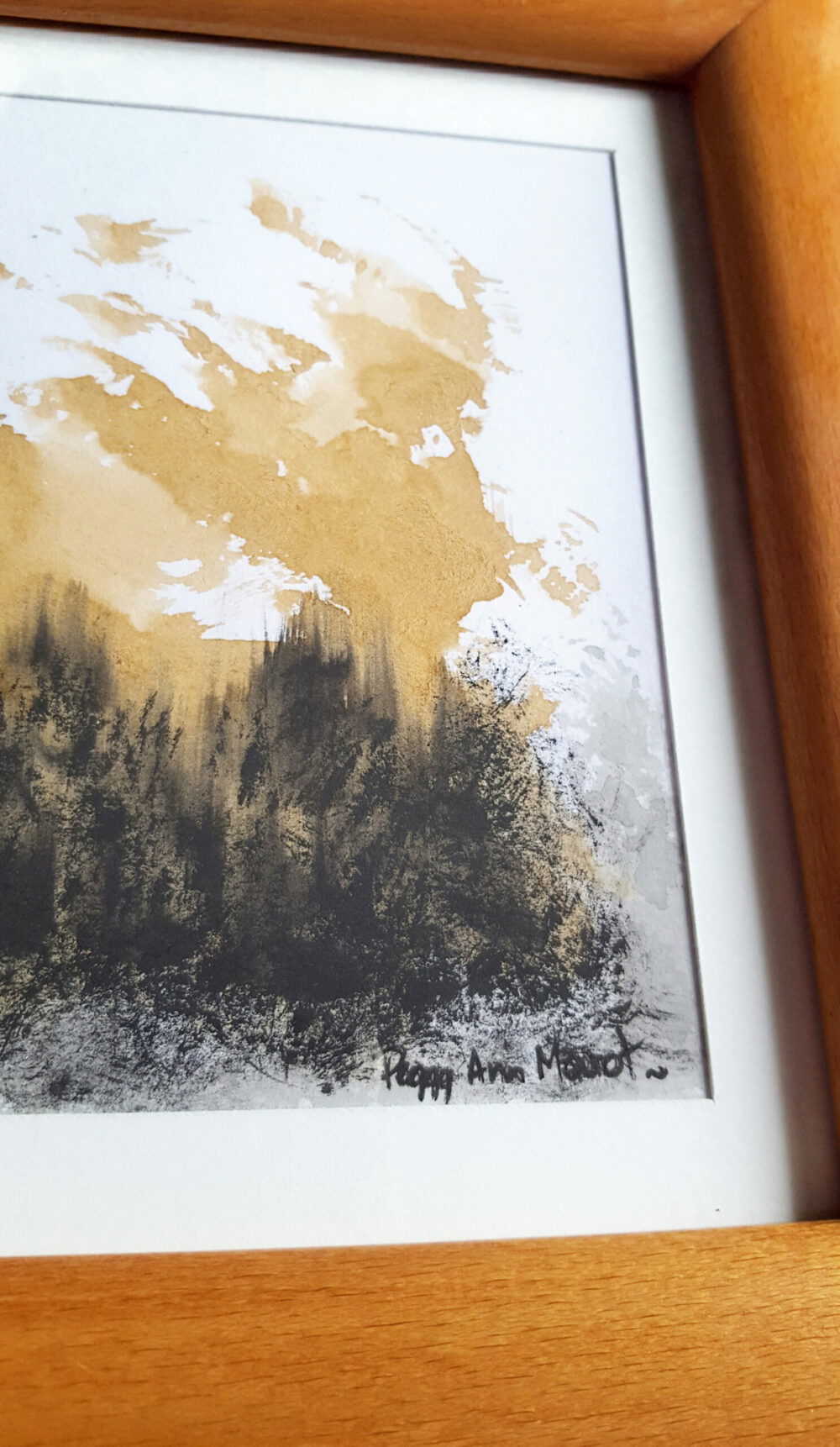 14th ~ Dessin ~ Aquarelle, Encre de Chine & Café ~ 18x24 Encadré Bois Miel Rond – Image 7