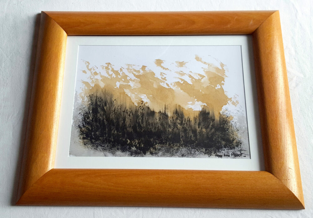 14th ~ Dessin ~ Aquarelle, Encre de Chine & Café ~ 18x24 Encadré Bois Miel Rond – Image 12