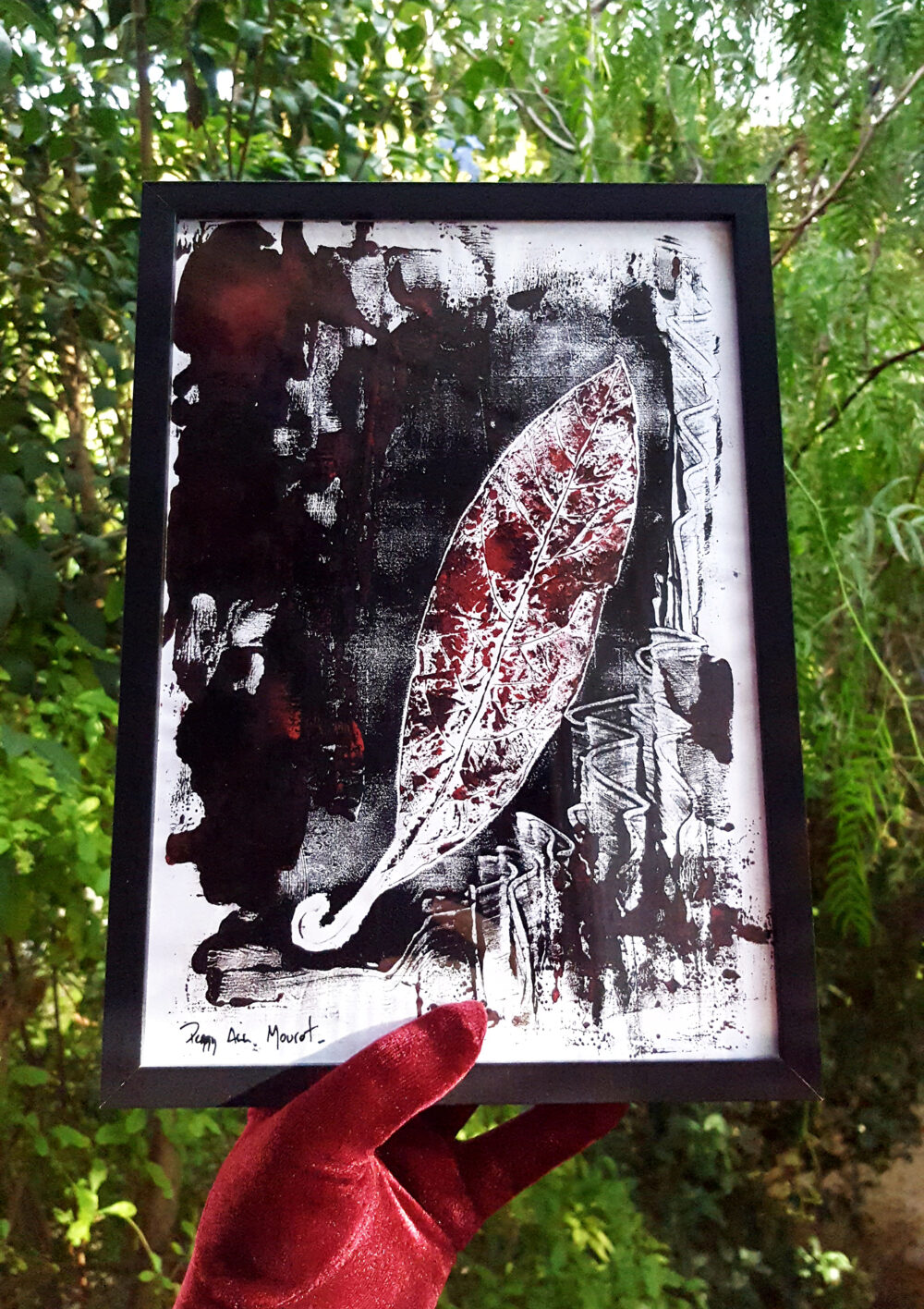 Circé ~ Dessin ~ Encre de Chine & Encres Typographiques ~ Encadré Bois Noir A4 – Image 2