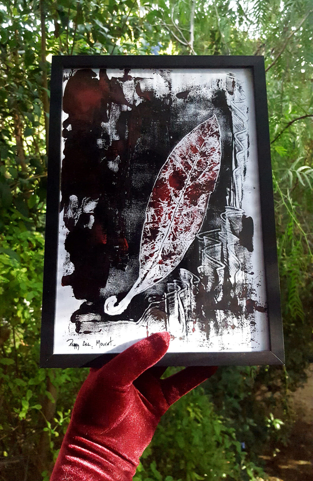 Circé ~ Dessin ~ Encre de Chine & Encres Typographiques ~ Encadré Bois Noir A4 – Image 3