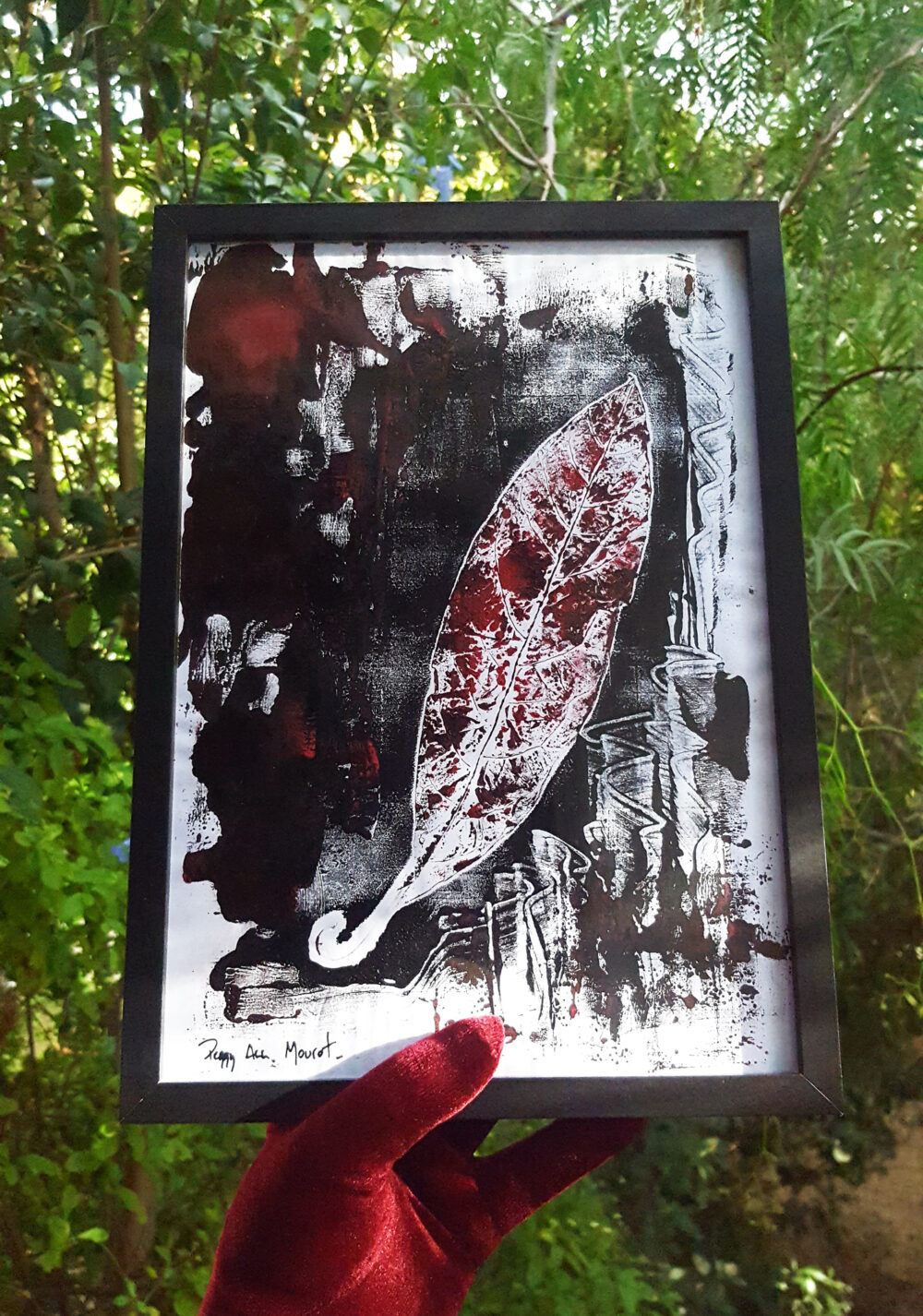 Circé ~ Dessin ~ Encre de Chine & Encres Typographiques ~ Encadré Bois Noir A4 – Image 4