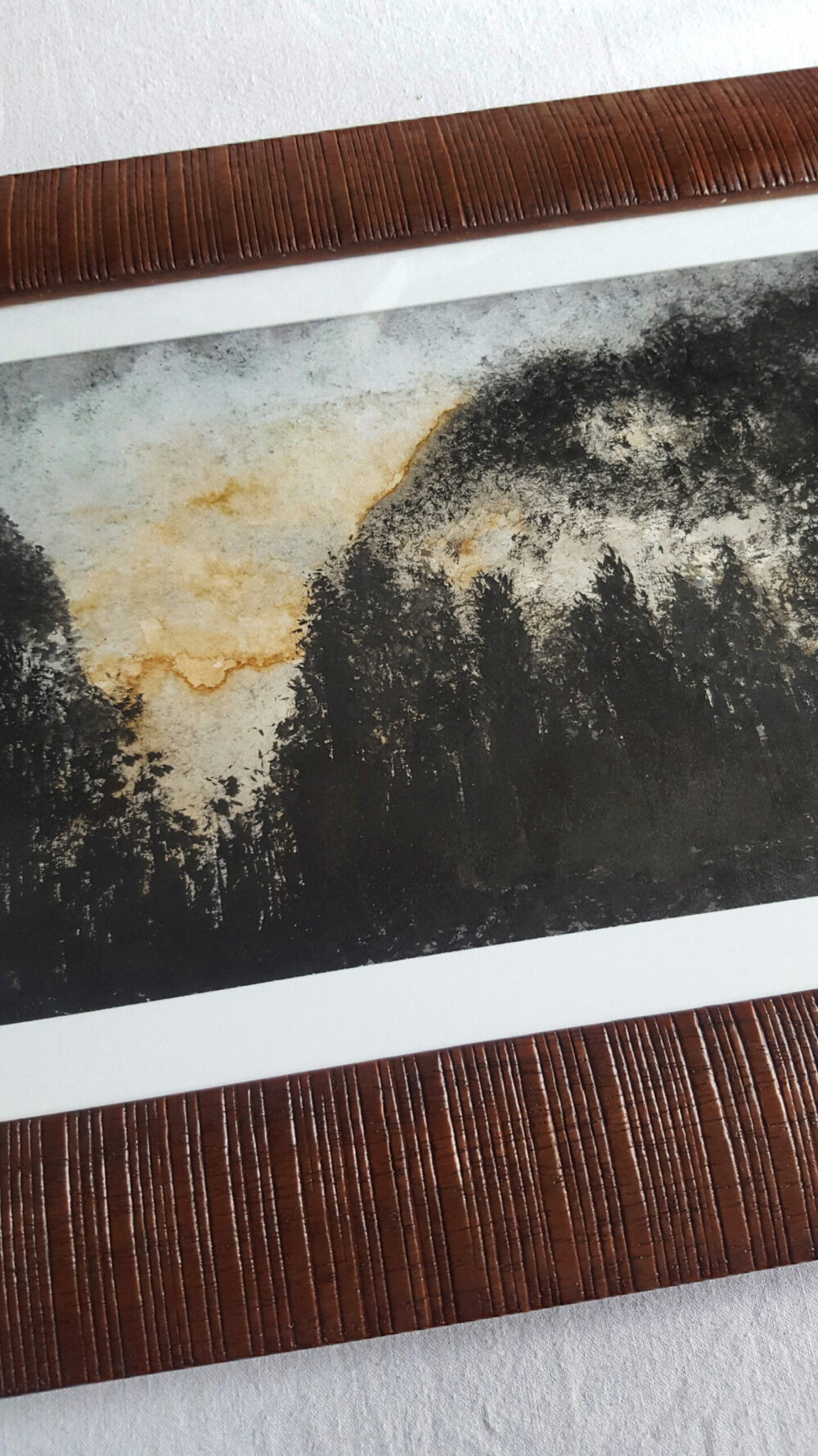 Twenty One ~ Dessin ~ Aquarelle, Encre de Chine & Café ~ 18x24 Encadré Bois Brun Strié – Image 3