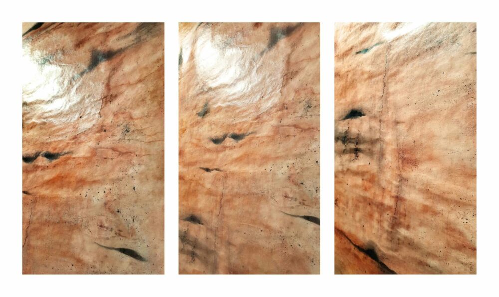 Sierra ~ Pigments, Encre de Chine & Fusain ~ Format 80 × 150 cm [ Habillage d’exposition / Panneau mural sur papier ]