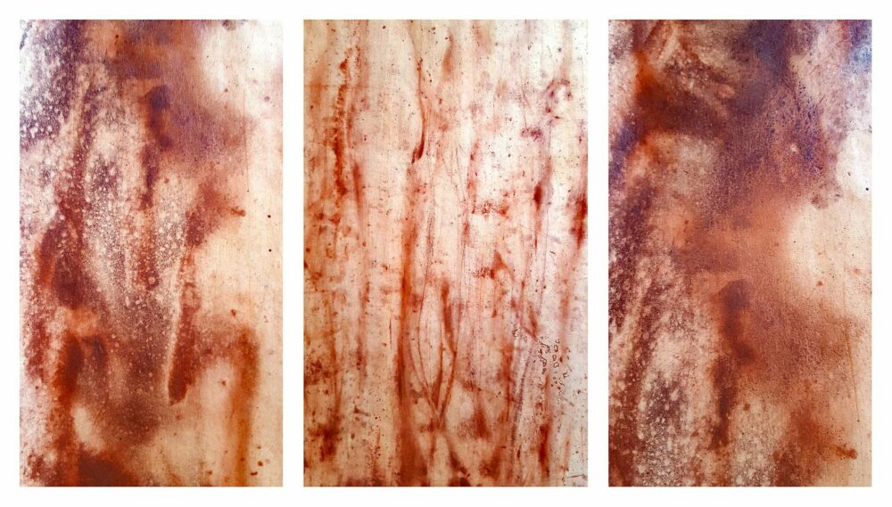 Yulunga ~ Pigments, Rouge de Venise ~ Format 80 × 150 cm [ Habillage d'exposition / Panneau mural sur papier ]