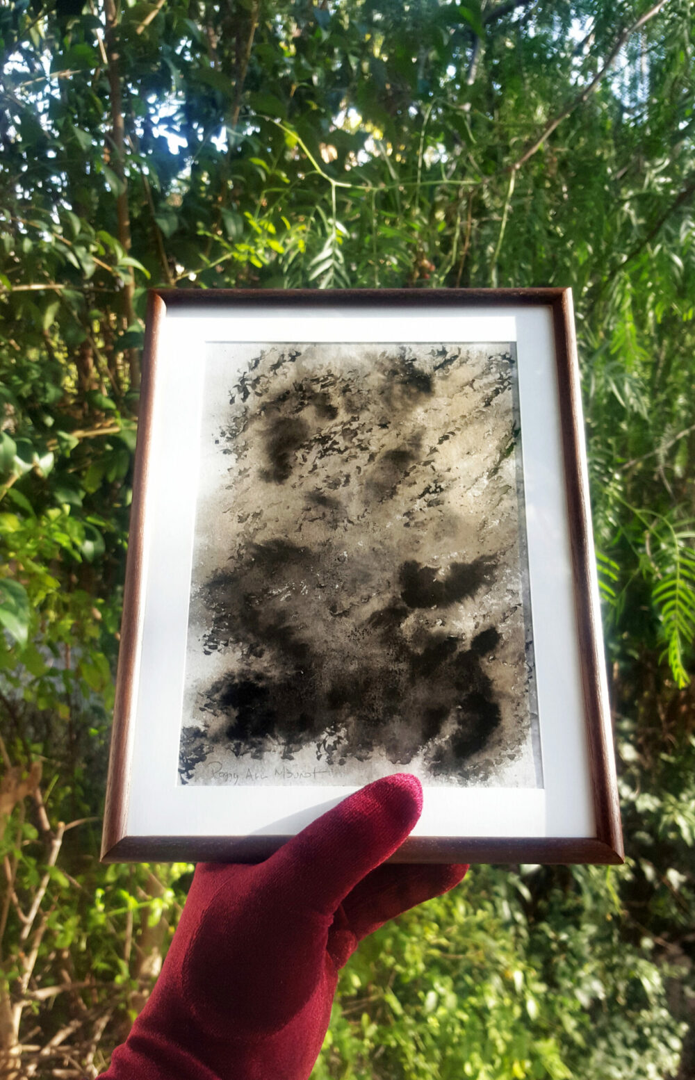 The Hike (Le Sentier du Dragon) ~ Encre de Chine & Café ~ 18x24 Encadré Bois