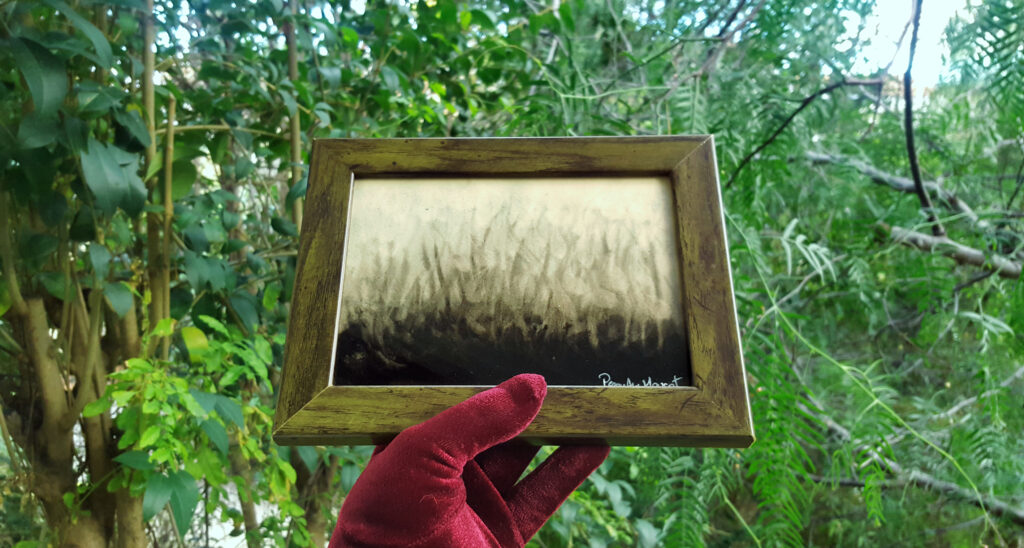 Meadow Ghosts ~ Aquarelle & Encre de Chine ~ 13x18 Encadré bois vert
