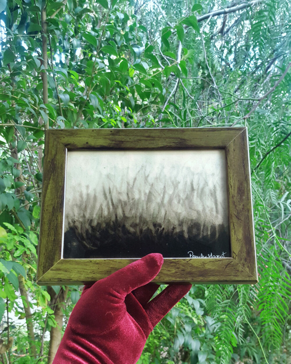 Meadow Ghosts ~ Aquarelle & Encre de Chine ~ 13x18 Encadré bois vert – Image 3