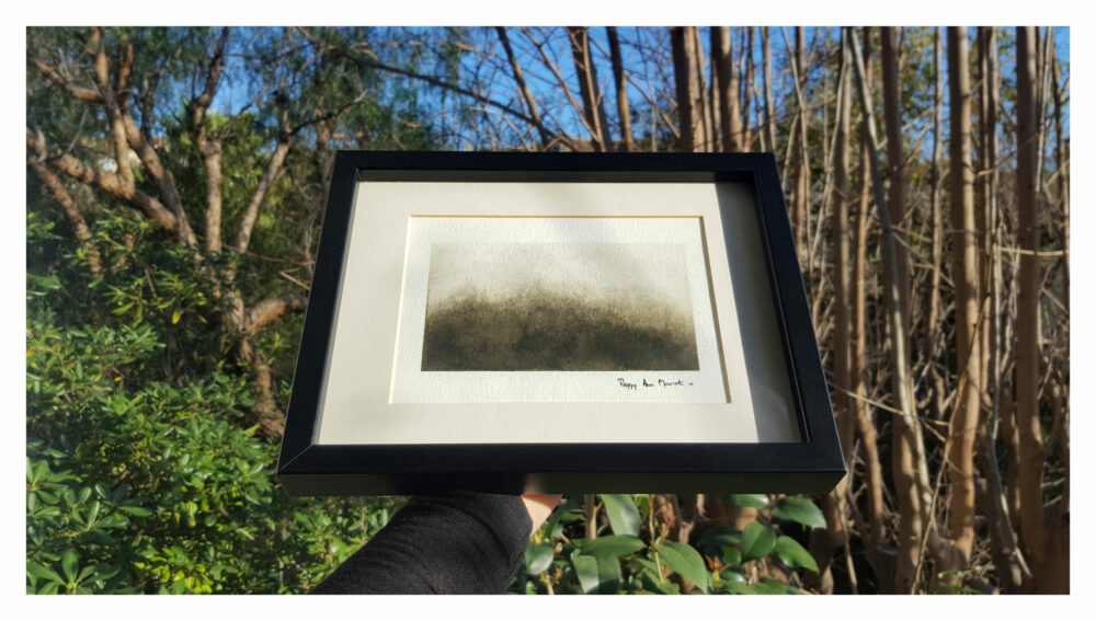 Sun But Mist ~ Dessin à l'Encre de Chine & Café ~ 18×24 Encadré ~ SOLD OUT